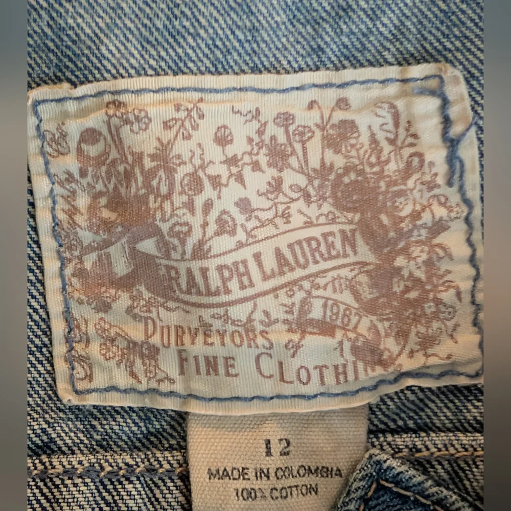 Ralph Lauren Girls Blue Denim Cropped Jean Jacket Patchwork Distressed